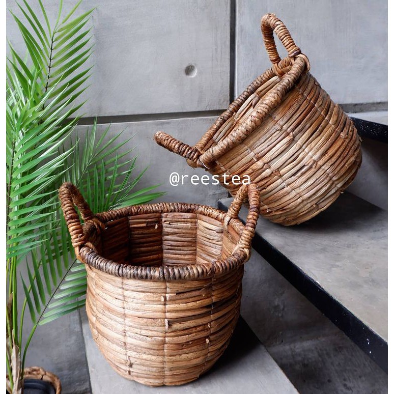 Keranjang Ulir Anyam Enceng/ Cover pot/ Keranjang Anyam