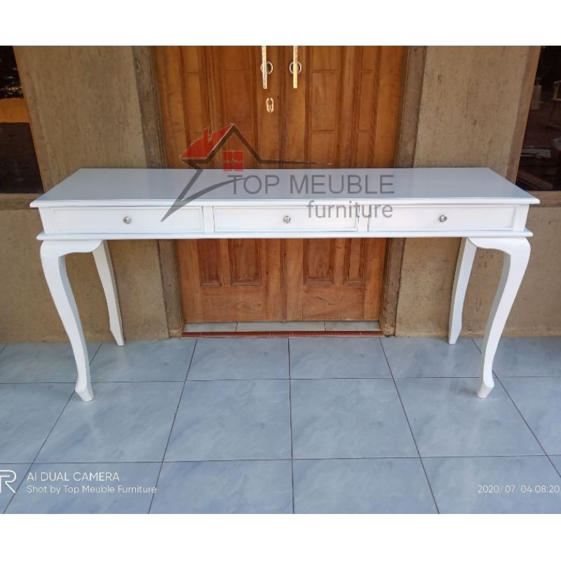 Meja Konsul cat duco putih