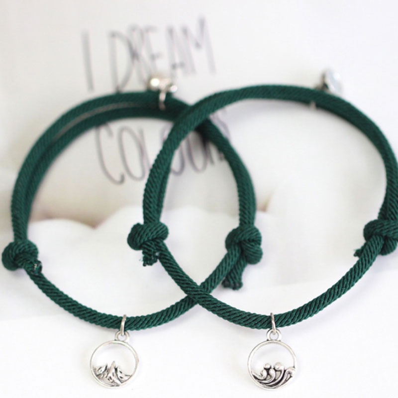 【Ready stock&COD】1pasang / 2 pcs Gelang couple bestie magnet Gelang Couple gelang couple magnet love Tali Karet Desain Astronot Untuk Unisex best friend fashion murah modis-Green-magnet-1