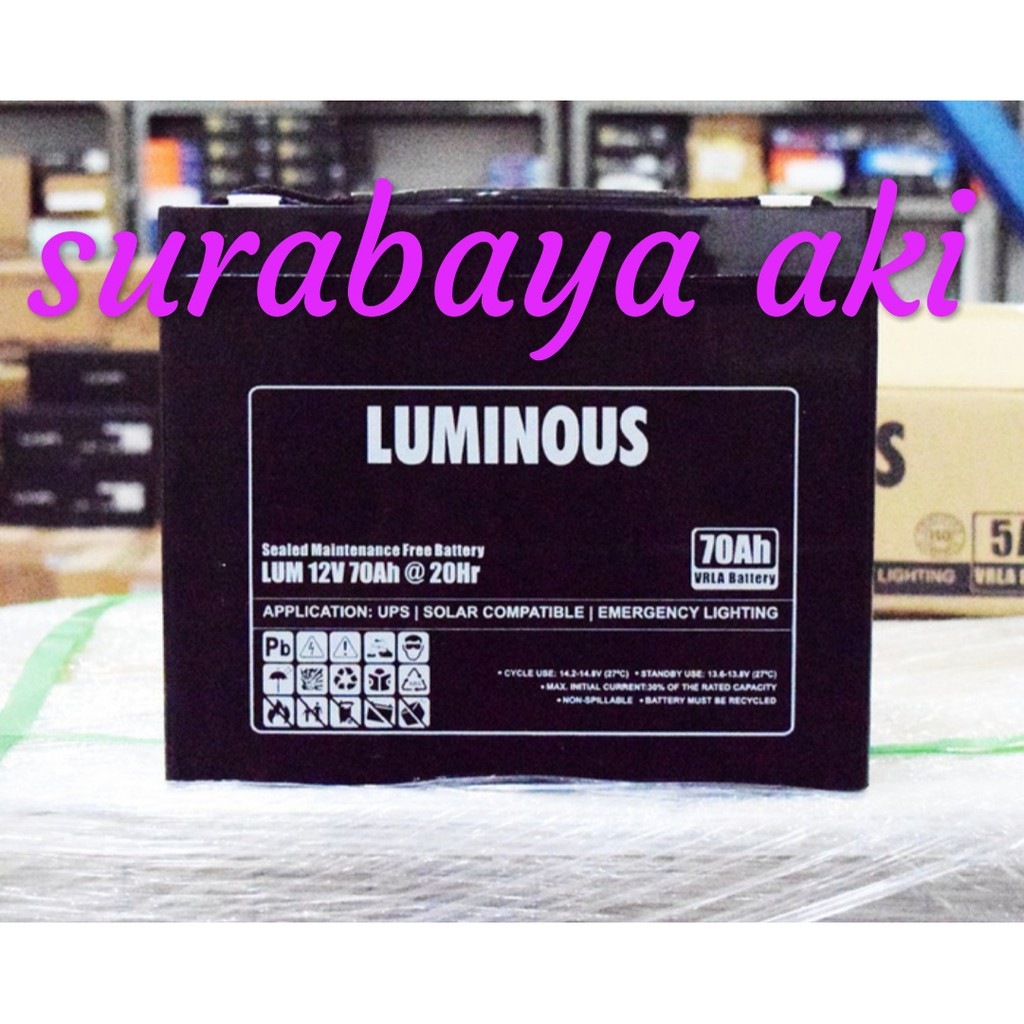 LUMINOUS BATTERY  Baterai  Aki Kering  VRLA Deep Cycle 12v 70Ah