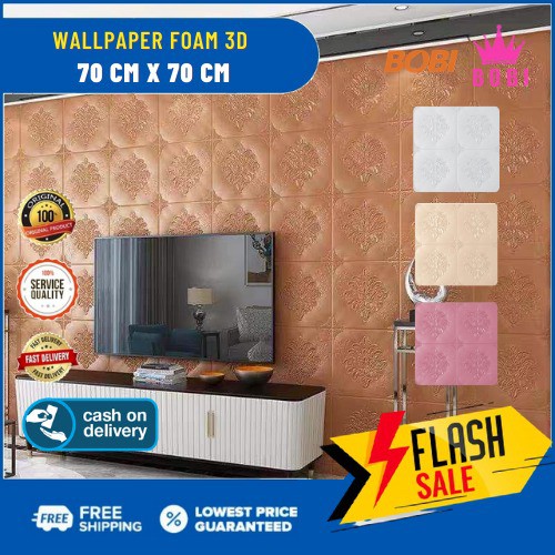Wallpaper 3D Brickfoam Bunga / Ukuran 70x70cm / Bervariasi Warna