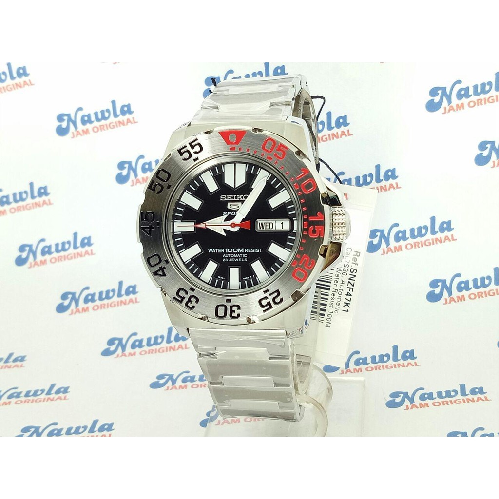 Seiko 5 Sports SNZF47K1 Automatic Monster Black Dial - Jam Pria SNZF47