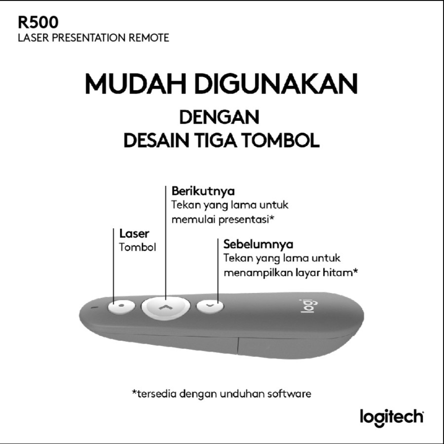 Logitech R500s Remote Presenter Wireless Laser Merah Original Garansi Resmi 1 Tahun