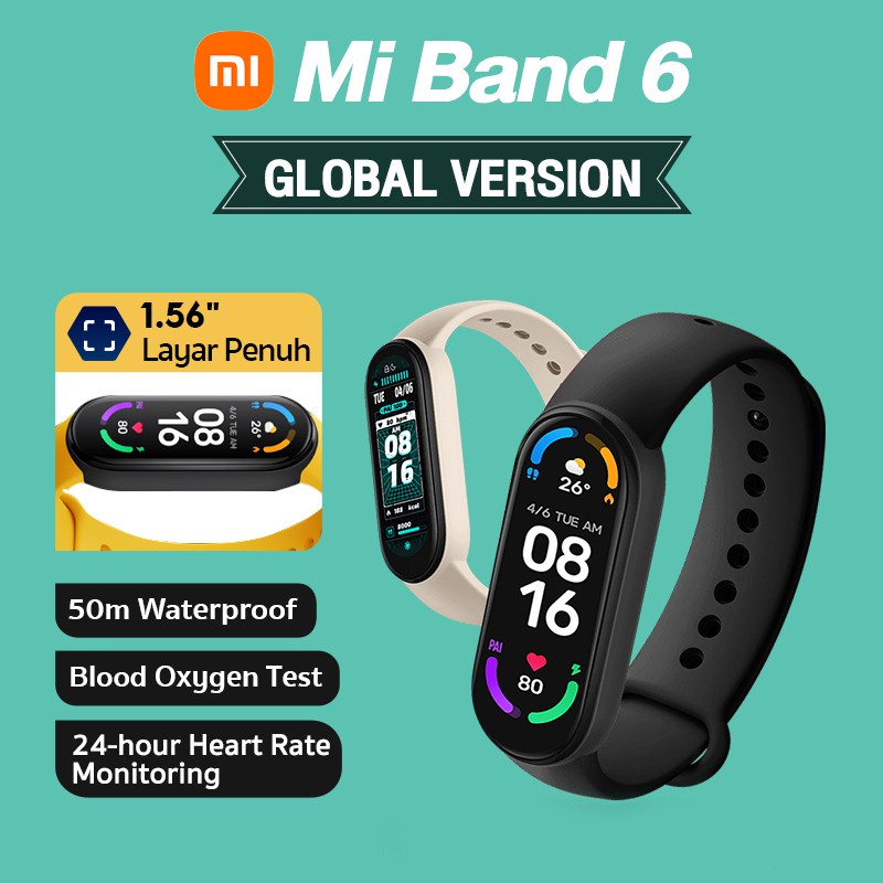 Jual Xiaomi Mi Band 6 Original Smartwatch Global Version Miband 6 Layar ...