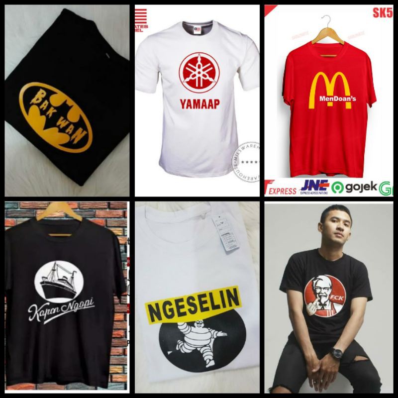 KAOS BAJU TSHIRT PLESETAN MENDOAN, BAKWAN, KFC, NGESELIN PRIA WANITA / COMBED 30S / COD / DISTRO