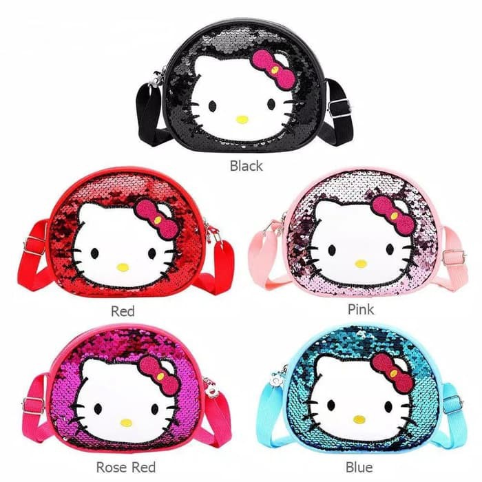 TBI Tas Anak Bahu Hello Kitty Sequins Payet Mengkilat Kucing Kartun