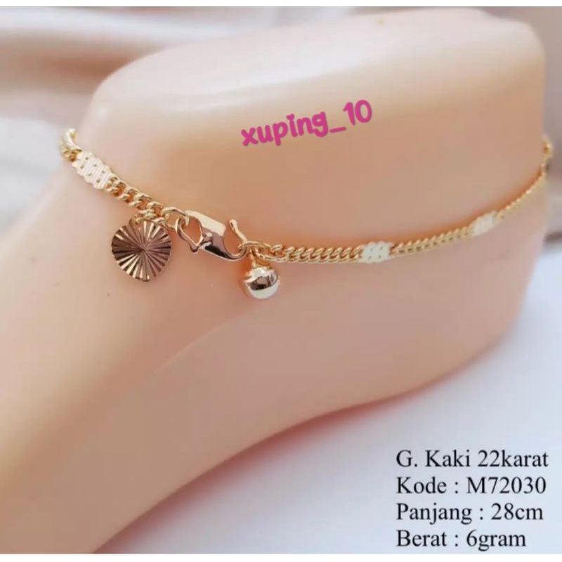 perhiasan xuping gelang kaki rantai spasi gelang kaki wanita lapis emas