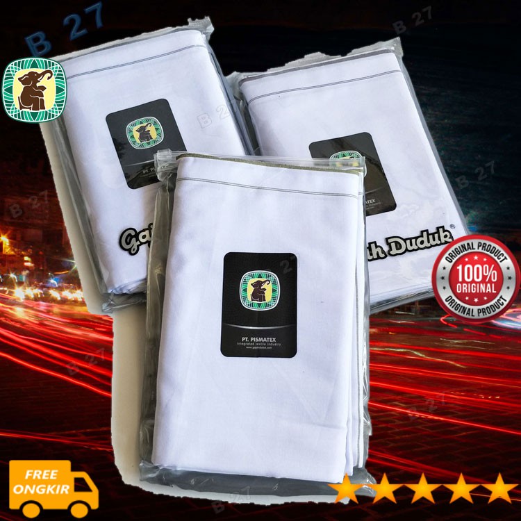 Kain Sarung G24-14 Original Putih Cap Gajah Duduk Dewasa Polos