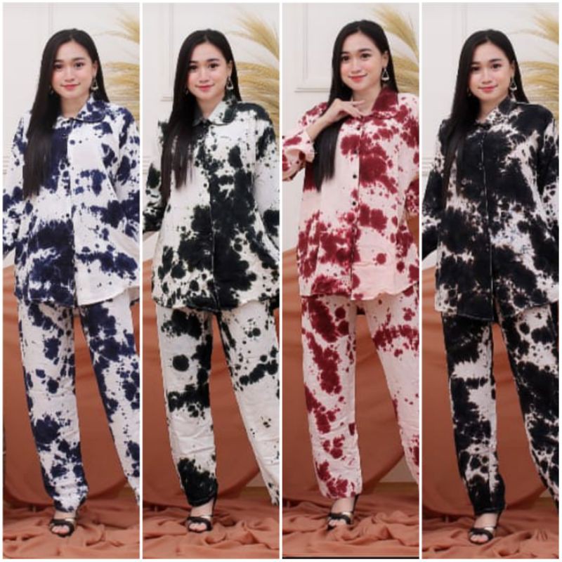 [BISA COD] Setelan Tie Dye Lengan Pajang Harga Grosir