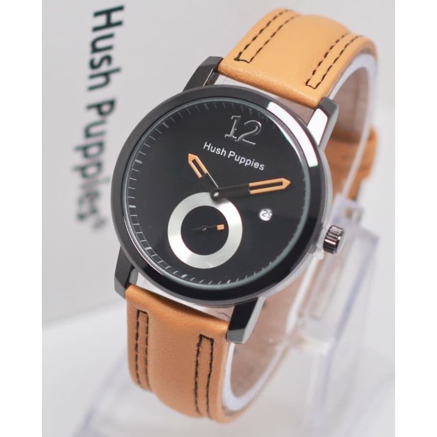 Jam Tangan Pria / Cowok Murah Hush Puppies Clasic Leather Brown