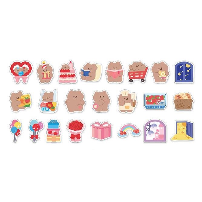 [MILOLI] 46Pcs SWEET DREAMS Deco Sticker DIY Scrapbook Stiker Jurnal Diary Planner Kotak - B0260-E. BirthdayBear-3471