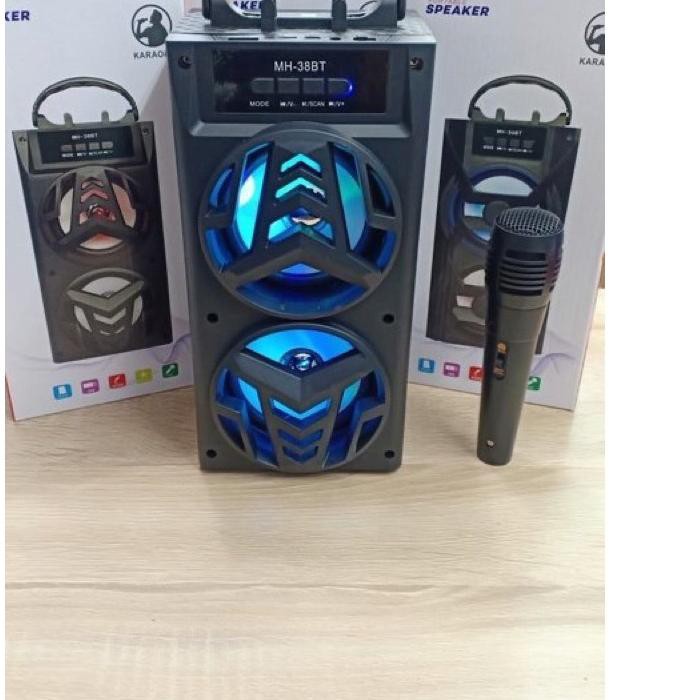 Terbaik Super Bass Speaker bluetooth MH-38BT MH-36BT - Speaker karaoke free mic. . .