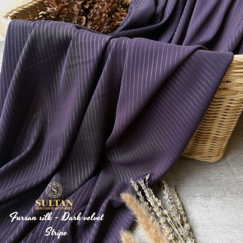 Kain abaya SULTAN Fursan Silk emboss motif Stripe lebar 1.5m