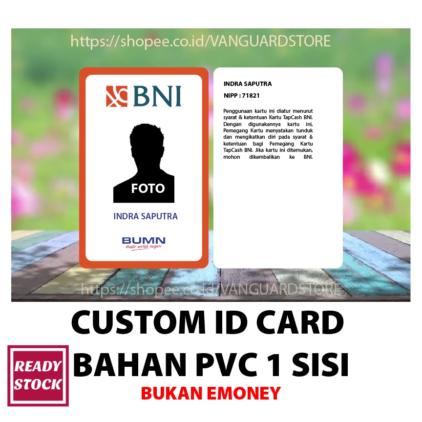 KARTU PVC CUSTOM DESIGN ID CARD BANK BNI BAHAN PVC - 2 SISI