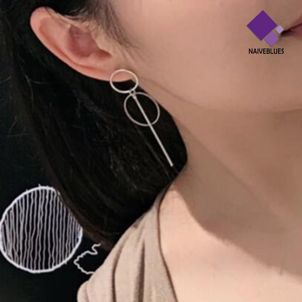 Anting Stud Tassel Panjang Geometris Ganda Bahan Alloy Untuk Wanita