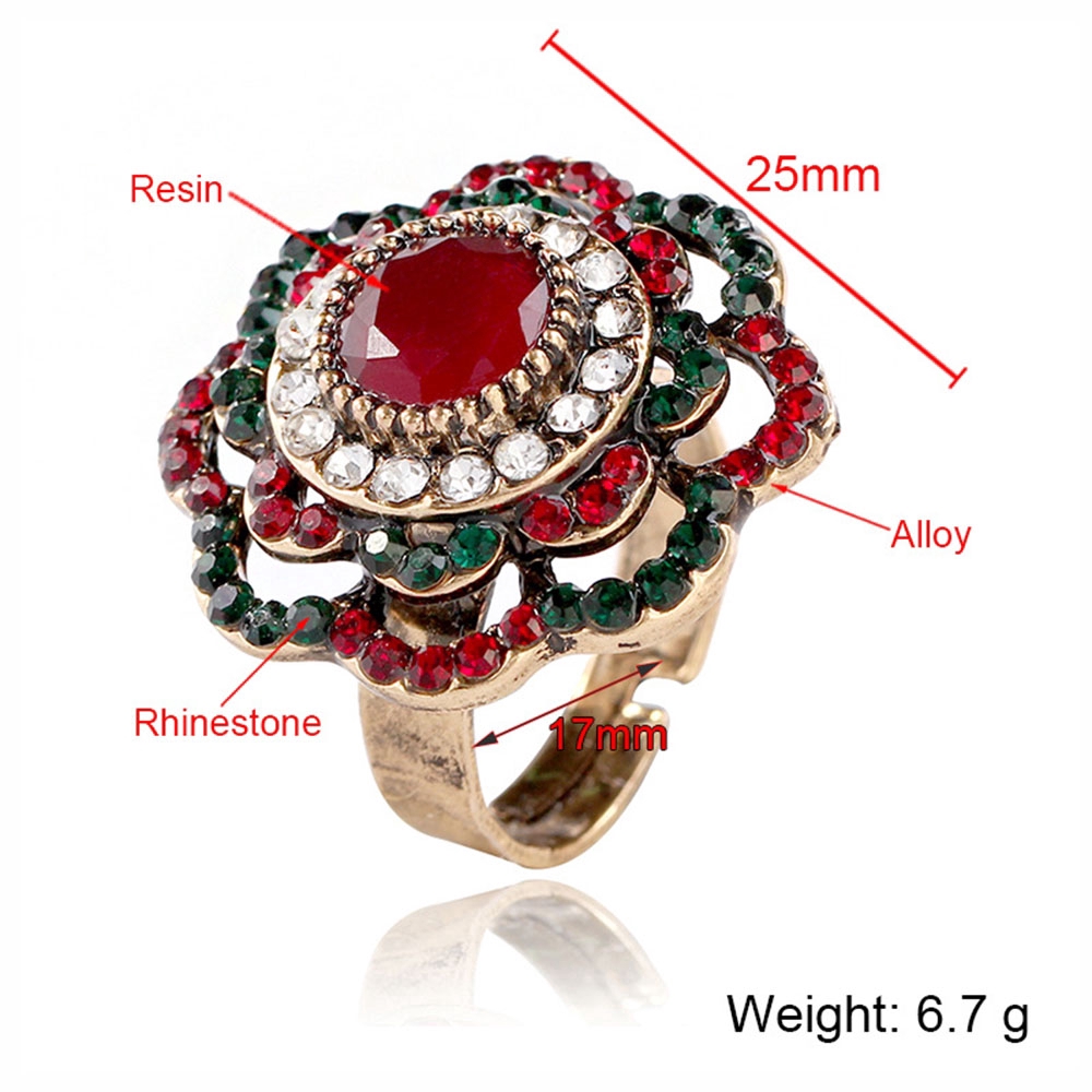 Cincin Wanita Adjustable Bentuk Bunga Warna-Warni Gaya Vintage Untuk Pernikahan