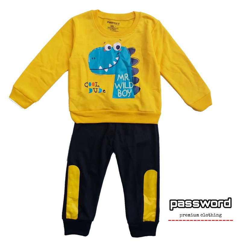 HappyOliver PASSWORD WILD DINO Setelan Sweater 1 - 7 Tahun Baju Anak BerKualitas