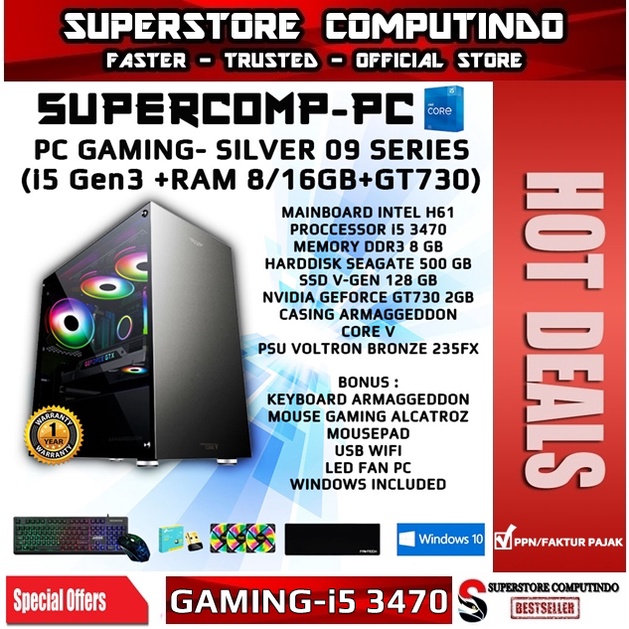 PC Rakitan Gaming Core i5-RAM 8/16GB-SILVER 09 Series-Siap Pakai