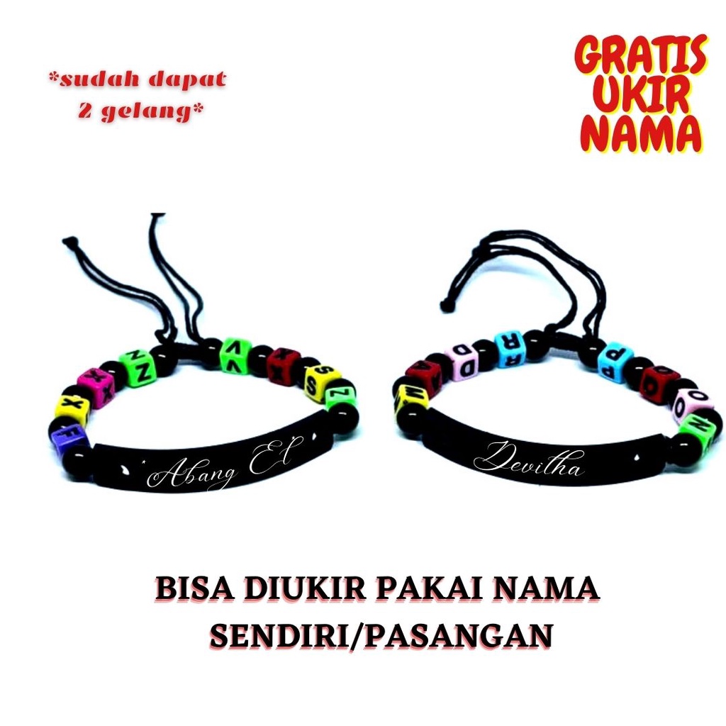 GELANG COUPLE NAMA,GELANG PASANGAN,GELANG UKIR NAMA