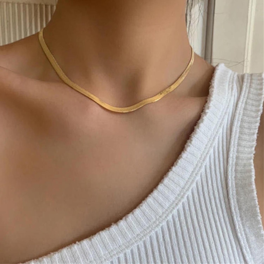Choker Rantai Ular Nanas Emas/Perak Gadis Wanita Perhiasan Link Chain