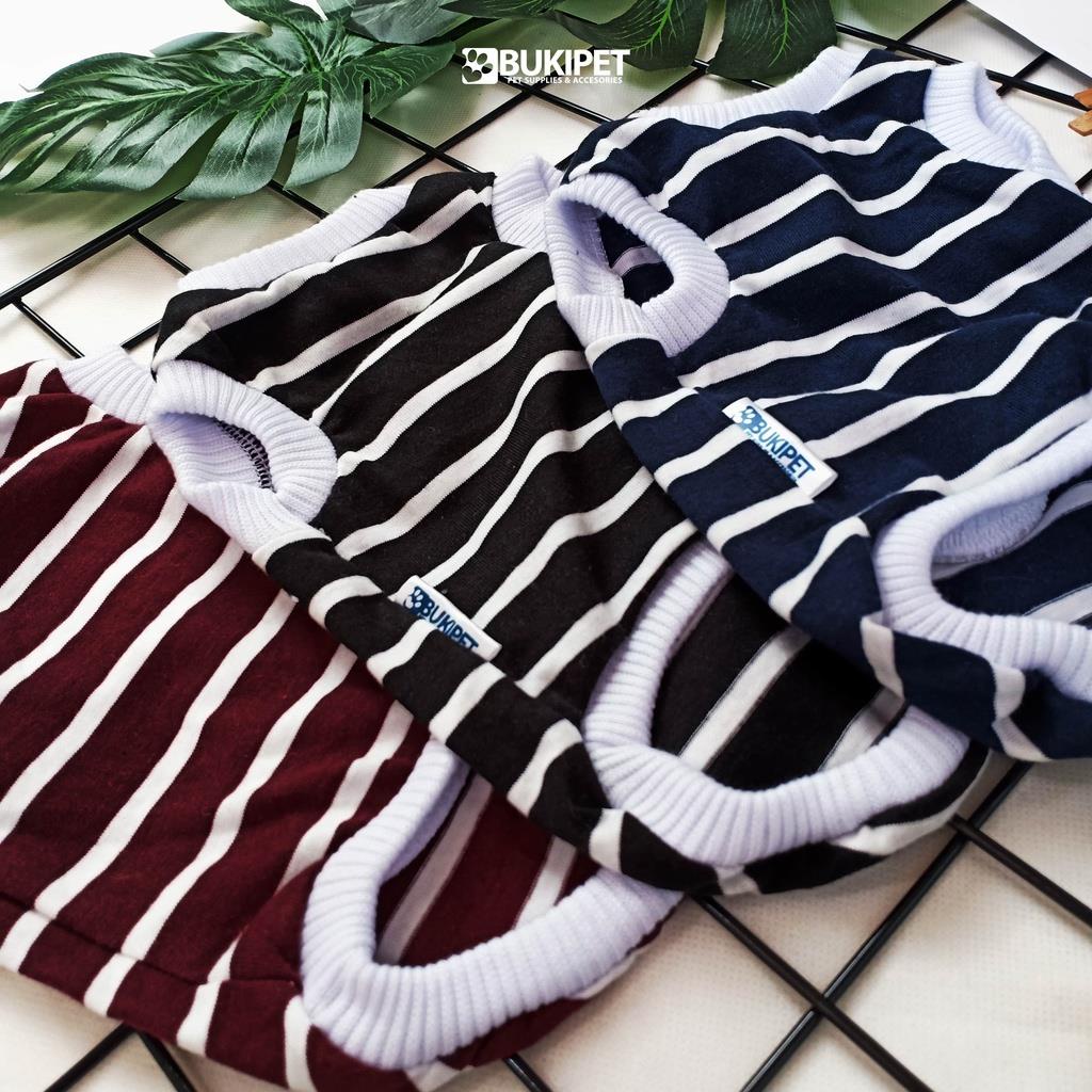 Baju kucing anjing monyet kelinci cowok cewek lucu-BUKIPET TANK STRIPE DARK SERIES
