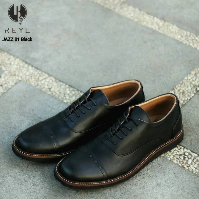 SEPATU SEMI PENTOFEL OXFORD FORMAL KULIT ASLI ELEGAN TRENDY REYLL JAZZ ORIGINAL