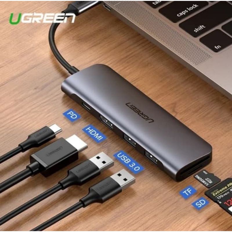 Ugreen Hub 6 in 1 Type C Hub to 4K Hdmi Usb 3.0 Card Reader No &amp; With Power Delivery 100W