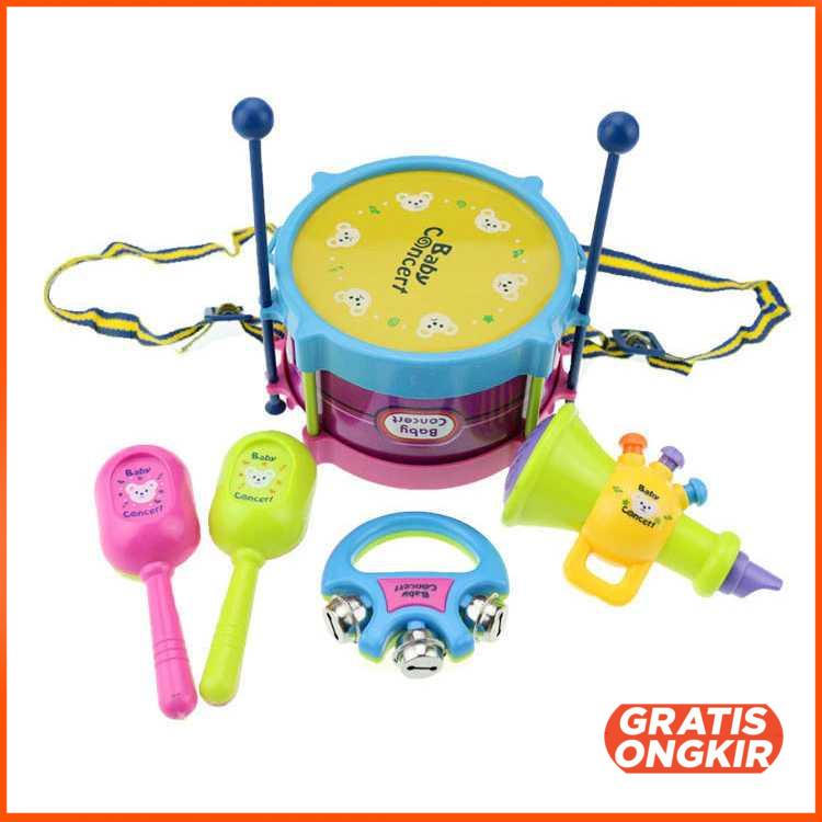 Mainan Musik Bayi Drum Trumpet Band Toy 5PCS - B4715