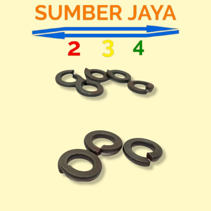 Ring Per M6 Baja Hitam 100 pc Ring Peer Veer Pir Spring Washer Termurah