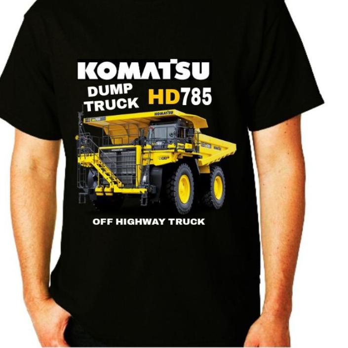 Best - Kaos oblon hitam sablon DTF Dump truck HD 785 Komatsu,