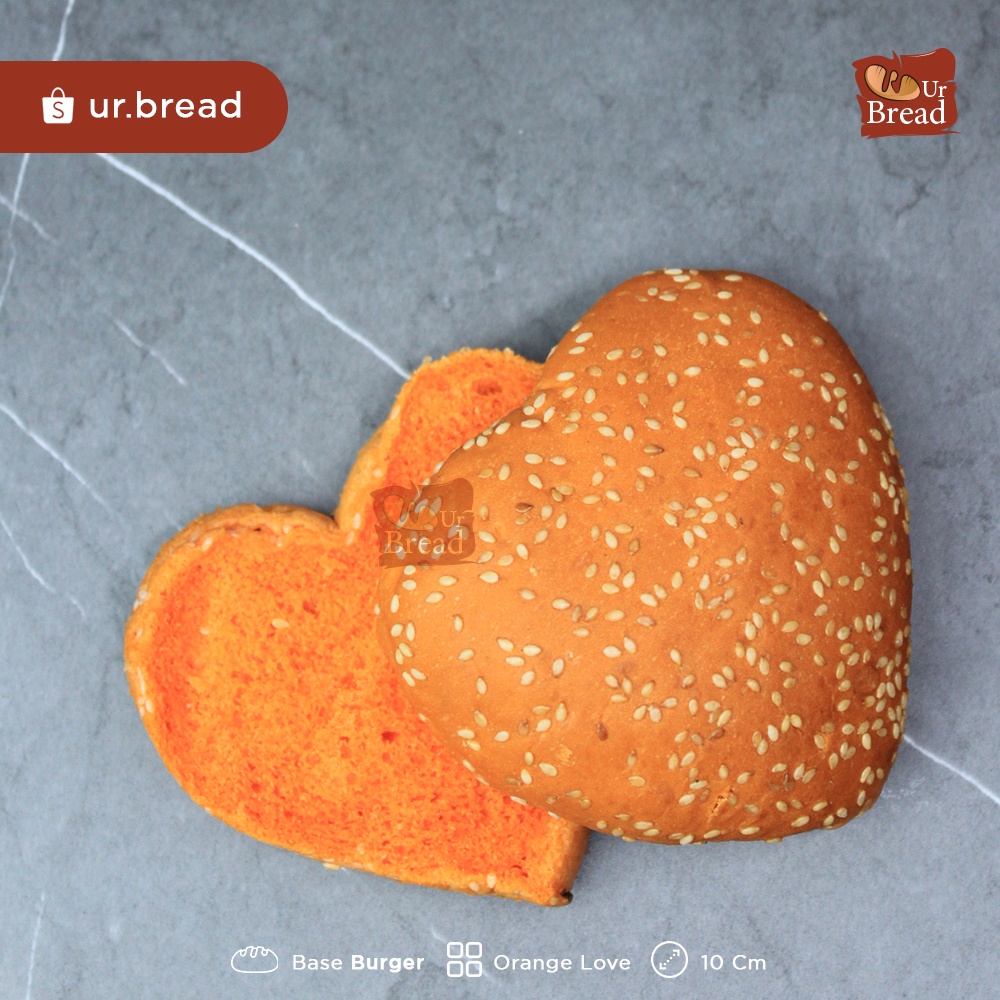 Roti Burger Love Jingga 10cm | Base Burger Love 10cm Orange