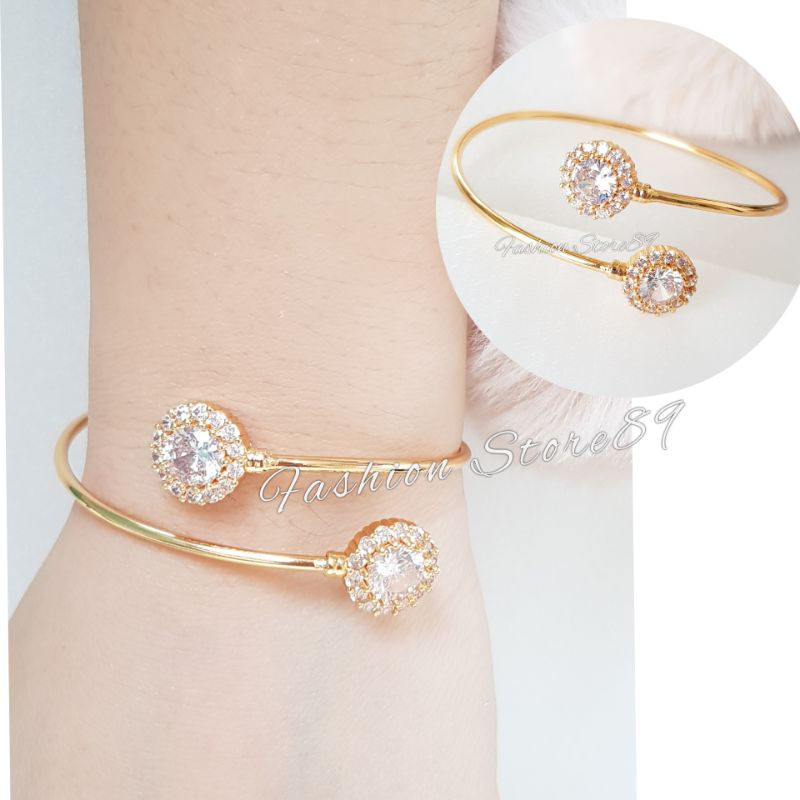 Gelang Bola permata Zircon Bangle Elastis Lapis emas 18k yaxiya import xuping bestseller gelang dewasa gelang elastis freesize