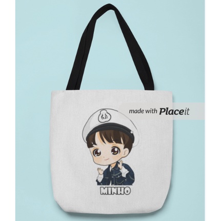 Tote Bag Kanvas KPOP STRAY KIDS LEE KNOW MINHO CHIBI