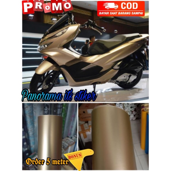 stiker skotlet motor warna soft gold /scothlite metalik doff /sticker skotlet motor otomotif