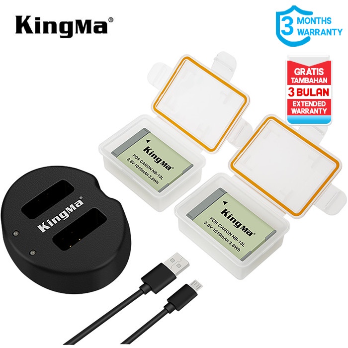 KINGMA BATTERY CANON NB-13L 2 PACK WITH DUAL CHARGER