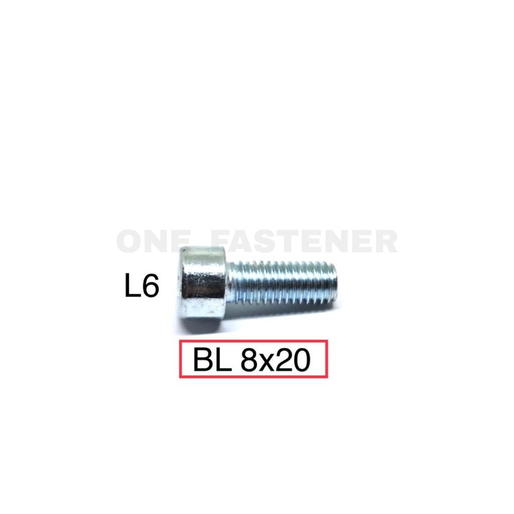 POLOS Baut L M8x20 PUTIH L6 8mm 2cm hex socket L Heads cap screw 12