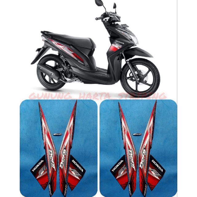 Striping Stiker Lis Les Body Motor Honda Beat FI 2014 Standar Original Warna Hitam