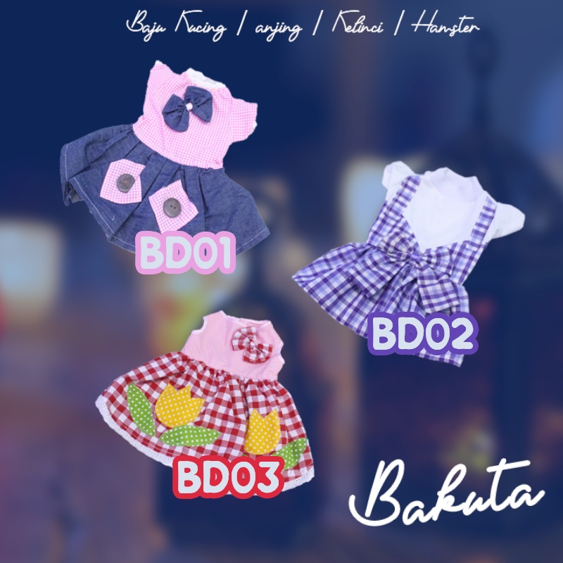 Dress Terlaris baju kucing tangerang motif kotak-kotak untuk kucing dan anjing / baju kucing murah size S M L XL