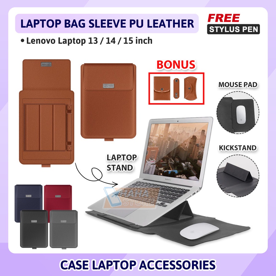 Lenovo Laptop Ideapad Yoga Thinkbook Thinkpad Slim 13 14 15 inch Premium Tas Laptop Leather Sleeve
