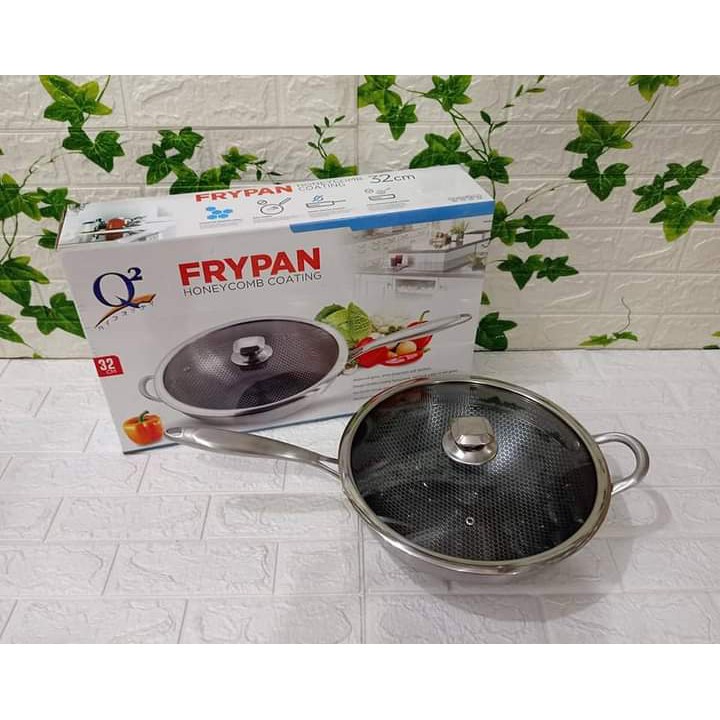 Panci Q2 3288 Wajan Goreng Anti Lengket - Frypan Honeycomb Wok 32 CM Promo