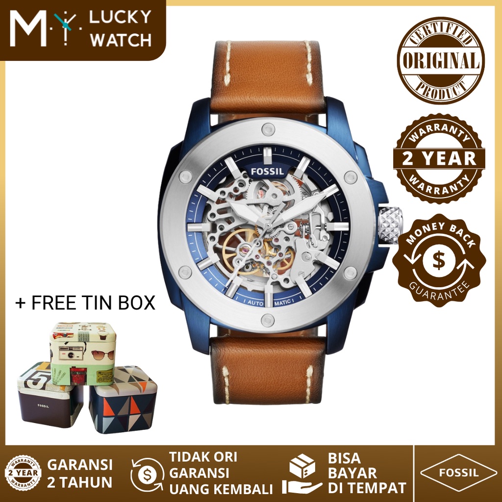 [ Original - Garansi 2 Thn ] Jam Tangan Pria Automatic ME3135 Modern Machine Series Brown Leather St
