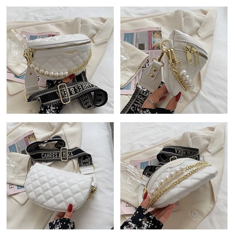 EL 5377 RISCE TAS WAISTBAG SELEMPANG IMPORT TALI MOTIF WANITA CEWEK PEREMPUAN JAKARTA BATAM MUTIARA