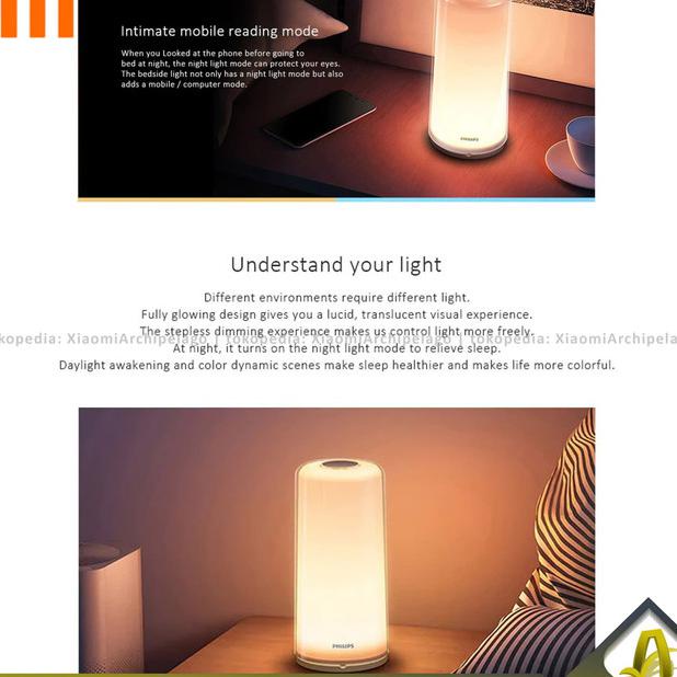 Xiaomi Philips Lampu Tidur Smart Zhirui Smart Bedside Lamp