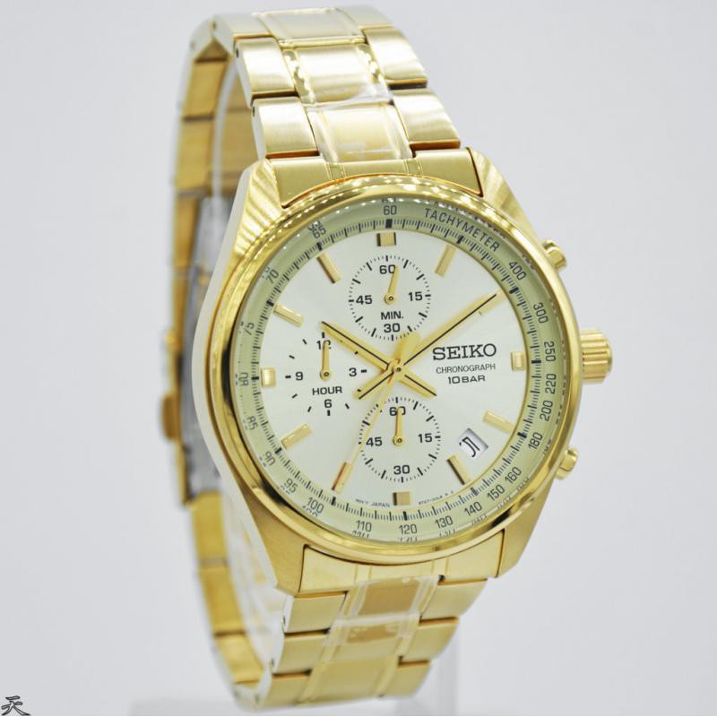 Seiko Quartz SSB382P1 Chronograph Gold IP - Jam Tangan Pria SSB382