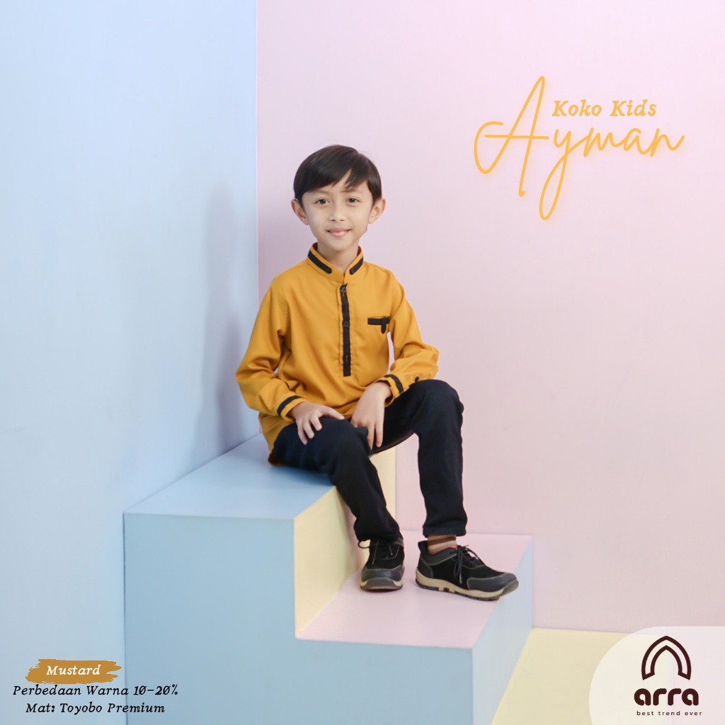 Sarimbit Keluarga Arra Gamis Ayah Ibu Anak Series Ayman Original Premium Baju Couple Keluarga Muslim 3-KOKO ANAK