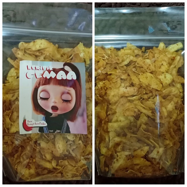 

Kripik singkong cemaa rasa KUNYIT PEDAS berat 500gram