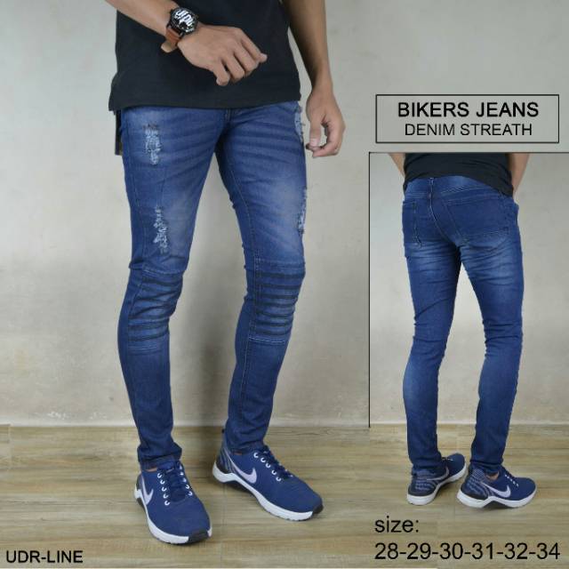 Celana jeans pria sobek lutut robek ripped destroy premium bioblitz bio blitz size 27-332 cut knee