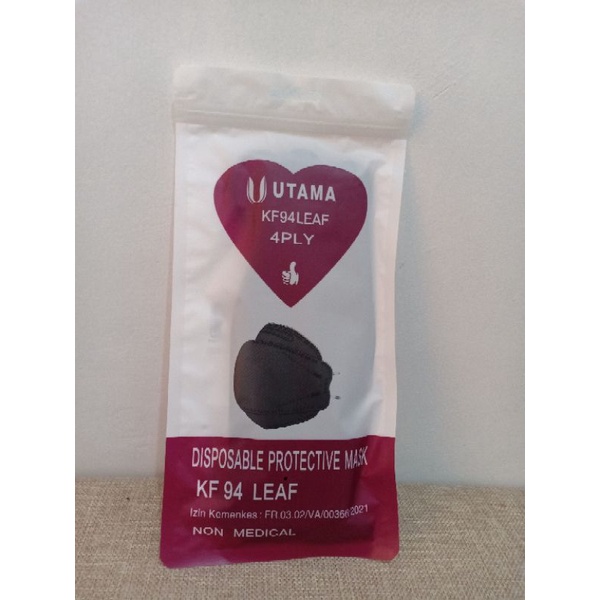 Masker UTAMA KF94 Hitam 4 ply Non Medis