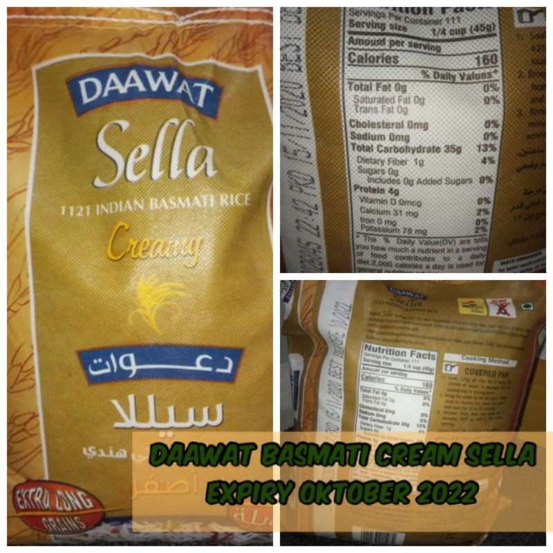 

Beras Basmati 5 kg Creamy Sella Daawat Asli