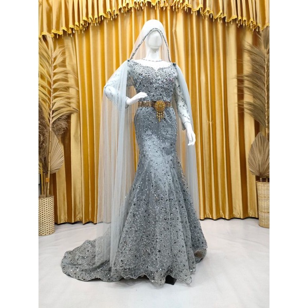 Gaun pengantin siqueen ekor langsung /Wedding dress